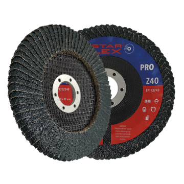 STAR FLEX Tarcza listkowa do spoin pachwinowych 125-22 granulacja  40. Tarcza listkowa do spoin pachwinowych