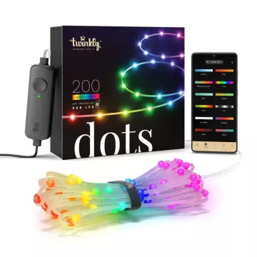 Inteligentne oświetlenie Twinkly Dots - 200 RGB LED Lights String, Clear Wire, Plug Type C